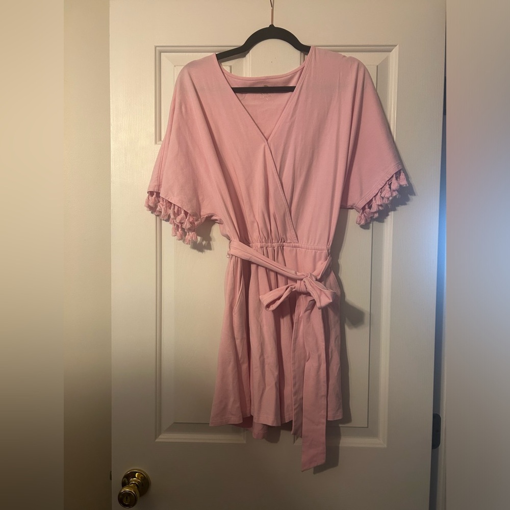 Pink Romper with Tassel Sleeves